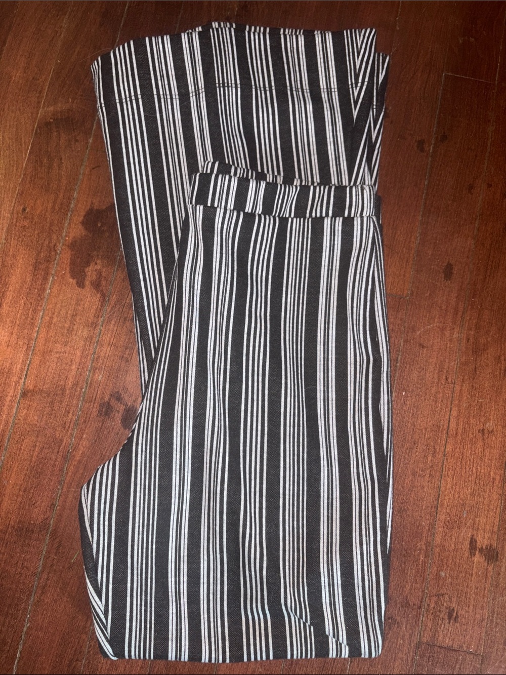 Paisley Raye striped flare Leg Pants in Black & Gray